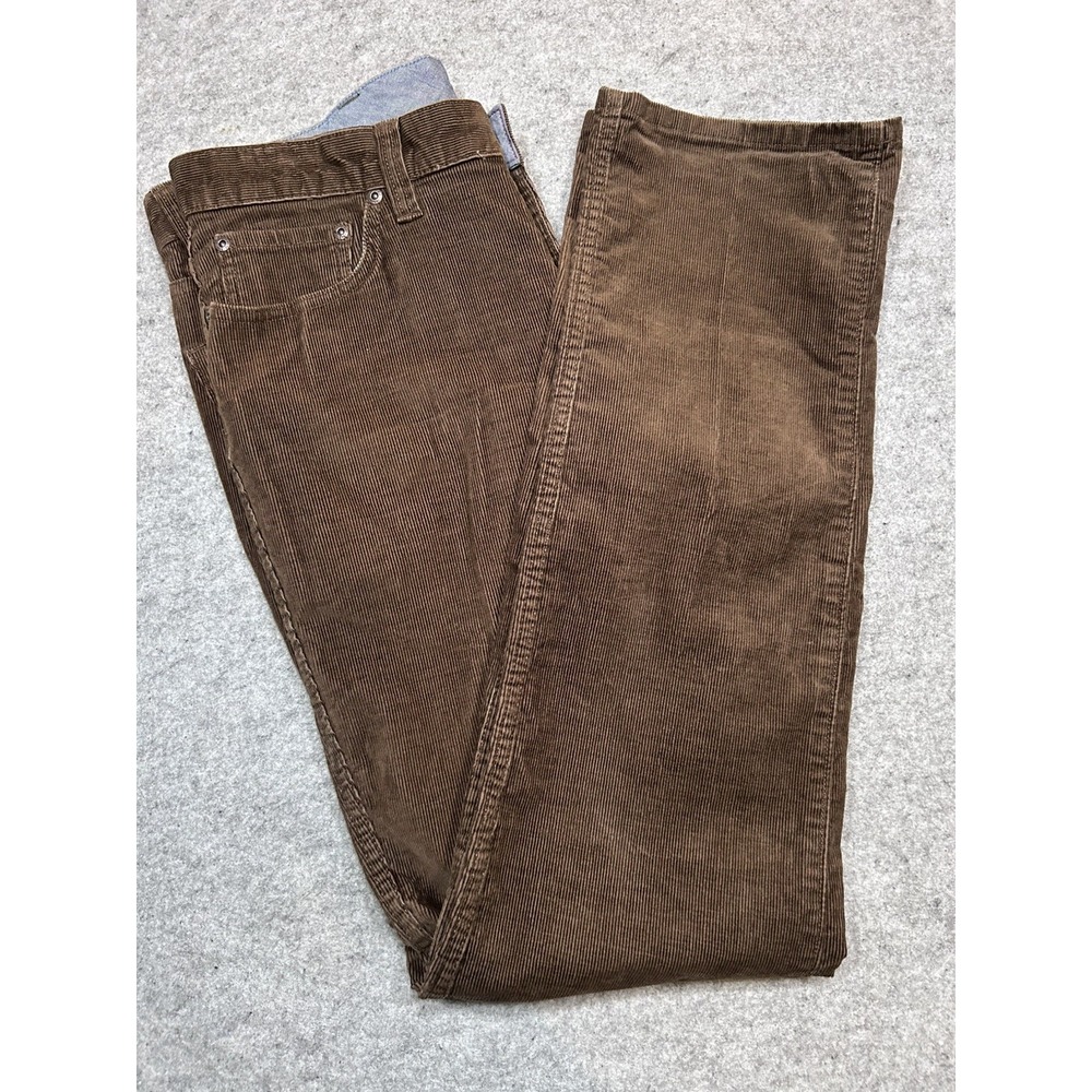 LL Bean Corduroy Pants Mens 34x34 Standard Fit Brown 5 Pocket Stretch 502837